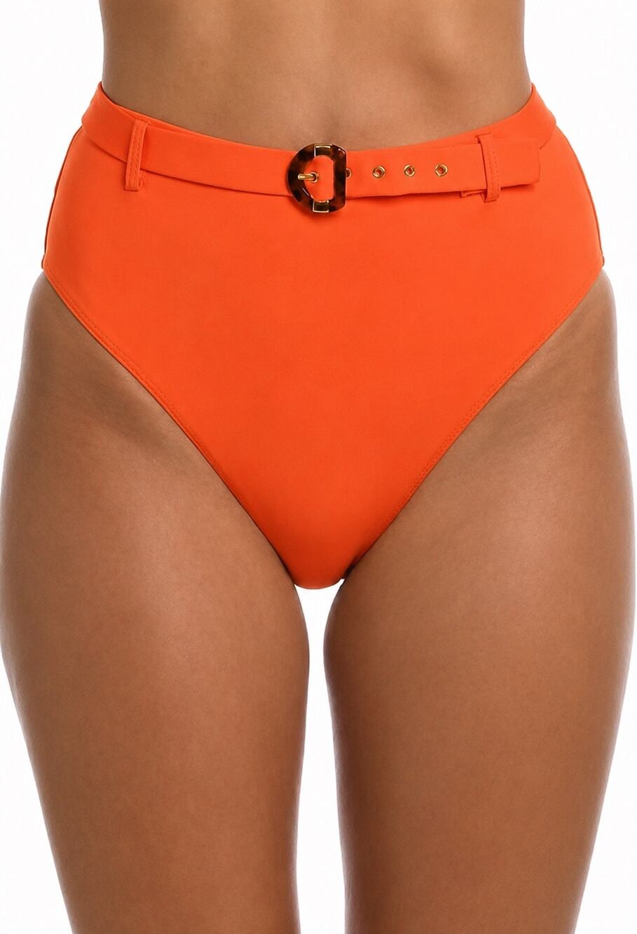 Sunshine 79 Bikini Bottom Size 4 High Waist Orange Tortoise Buckle NWT Swim